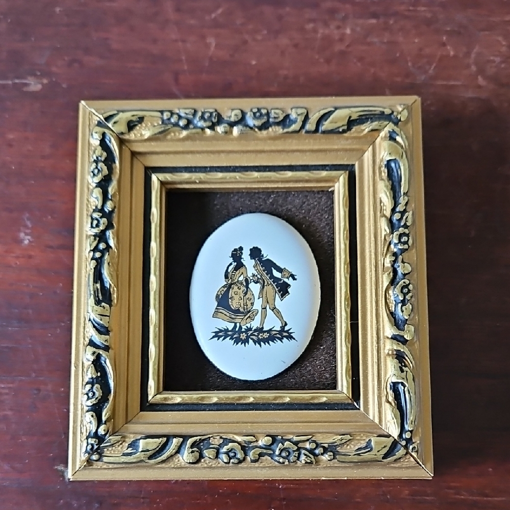 Vintage Enamel On Copper Couple By PG Cooper England Minature
